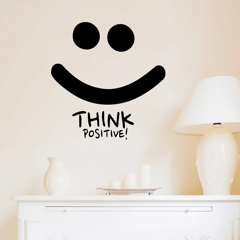 Think Positive Smile Wall Decals Motivation Quotes Inspiration Wall Stickers For Home Decor Bedroom Removable Office Art Poster