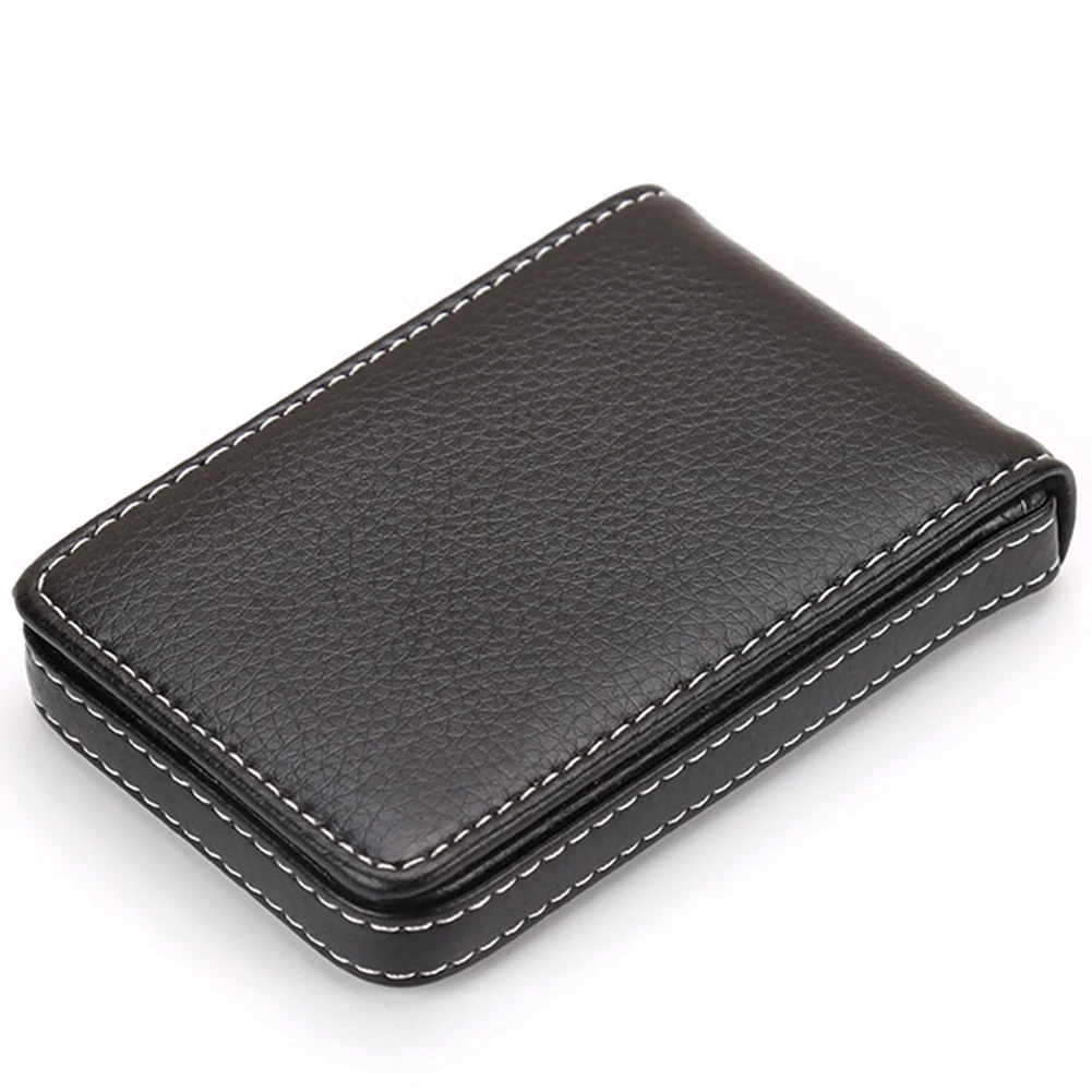 Pocket Wear Resistant Gift Push Type Business Card Holder Fashion Large Capacity With Magnetic Shut Case PU Leather Multipurpose
