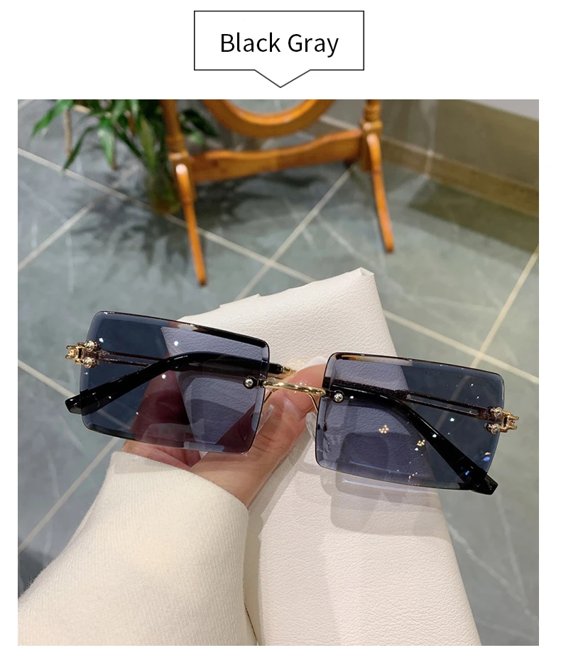 Square Frameless Clip Shades For Women Wholesale Retro Vintage Designer Fashion Sunglasses For Women And Man Alloy Golden Car best sunglasses for big nose