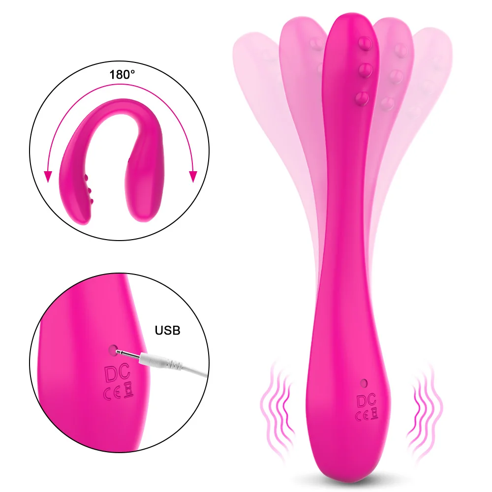 

Dildo Vibrator Vaginal Massager Female Masturbator Sex Toys for Woman G-Spot Clitoral Stimulator 9 Speeds Bendable Double Ended