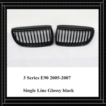 

1 Pair 1-Slat ABS Front Air Intake Grille For B-M-W 3 Series E90 2005-2011 Glossy black Kidney Mesh Grille