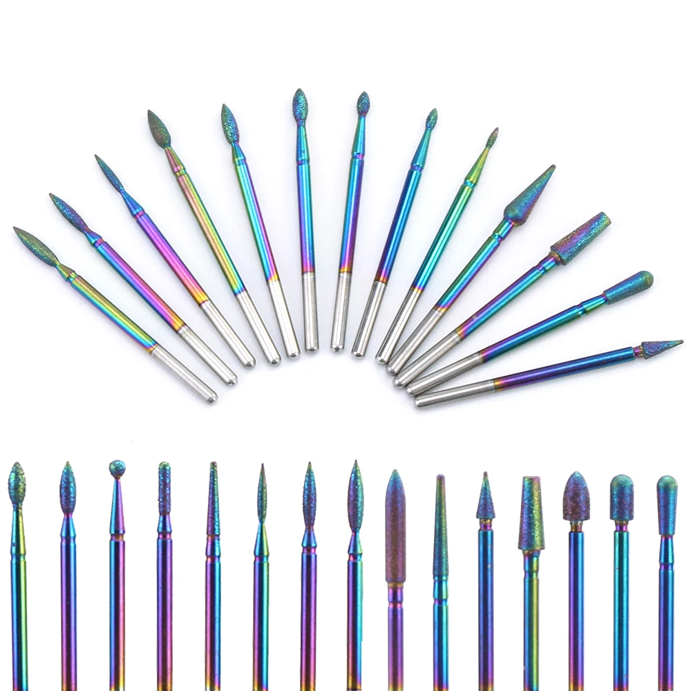 Arcoíris diamante uñas broca para rebaba Bits de fresado poco para herramientas de manicura pedicura limas eléctricas para uñas Accesorios