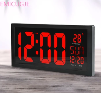 

Electronic LED Wall Clock with Thermometer Large Screen Digital Clock Memory Function Clock Living Room Decoration Wall Clock