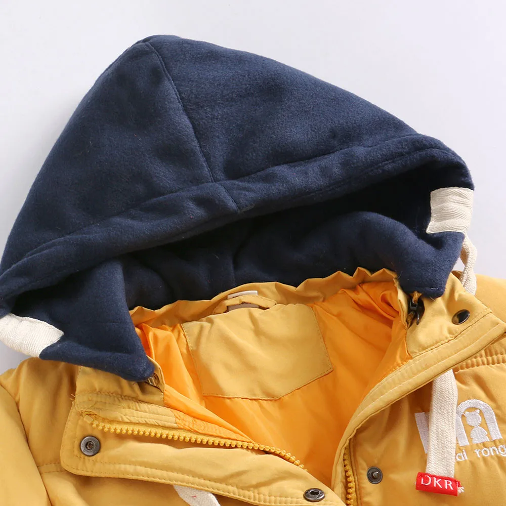 Хлопковые детские ветрозащитные куртки со съемным капюшоном; детская куртка на осень-зиму; теплое плотное пальто с капюшоном для девочек; Верхняя одежда для детей