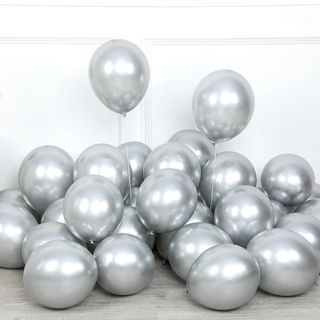 20pcs 12inch New Glossy Baby Pink Metal Pearl Latex Balloon Rose Gold Thick Chrome Metallic Globos Wedding Birthday Party Decor silver 2