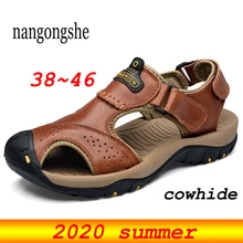 Г.; летние мужские пляжные сандалии из натуральной воловьей кожи; Повседневная дышащая обувь в деловом стиле; Уличная обувь высокого качества; Zapatos De Hombre