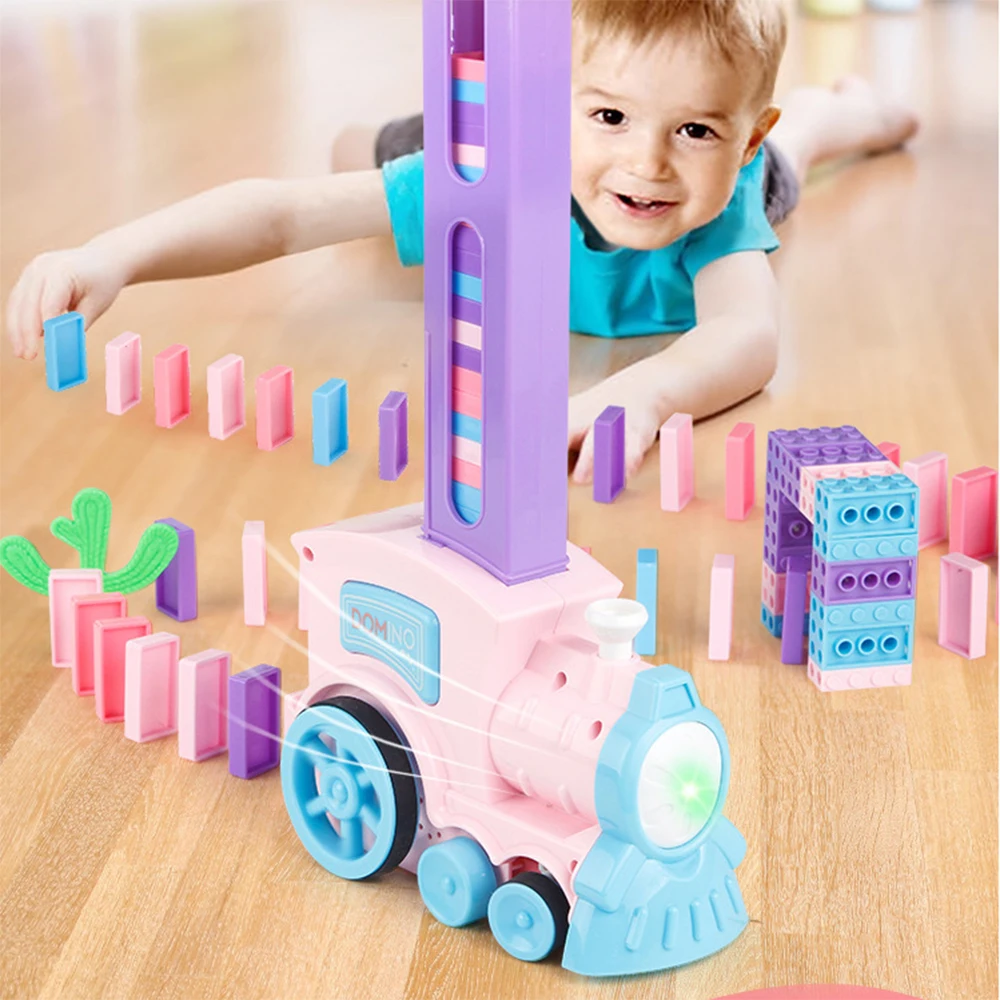 Blocos de Trem de Dominó de Colocação Conjunto de Blocos de Construção e Empilhamento Anos de Idade Presente para Crianças Plástico para 3-7 Automática Brinquedo Brinquedos Meninos Meninas Mod. 283762 15 automática conjunto de blocos de construção e