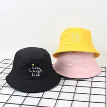 LDSLYJR письмо вышивка живой Смех Любовь Панама для рыбака шляпа на открытом воздухе Дорожная шляпа шляпы от солнца для мужчин и женщин