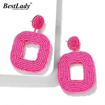 

Best lady Bohemian Bead Drop Earrings For Women Weeding Bohemian Multicoloured Girls Party Gifts Dangle Statement Earrings