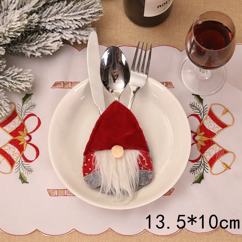 Navidad рождественские украшения кукла Санта держатели для серебра кармашки для ножей вилка украшения для обеденного стола для дома Deco Noel - Цвет: Red hat