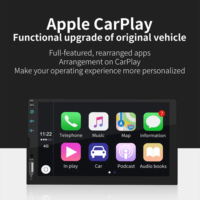 

7 inch Car MP5 Multimedia Player FM Radio Car Play 12V Bluetooth AUX RCA Stereo Touch Screen For Android iOS Reversing Display