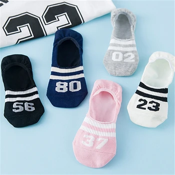 

Women Casual Silicone Non-slip Invisible Boat Socks letter Solid Elastic Comfy Female Ankle Boat Breathable Short Socks