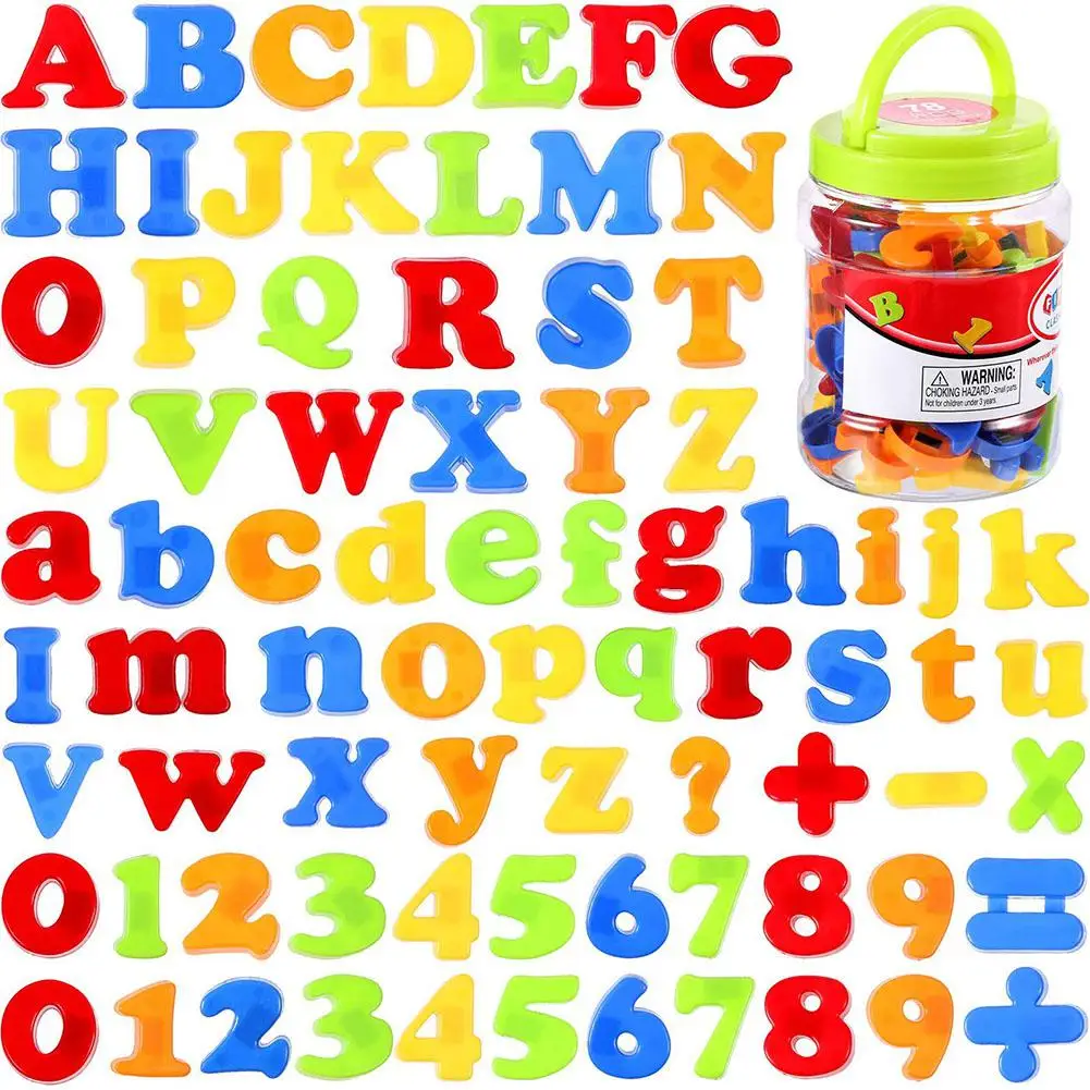 Juego de 78 unidades de letras magnéticas para niños, alfabeto educativo, imanes de nevera