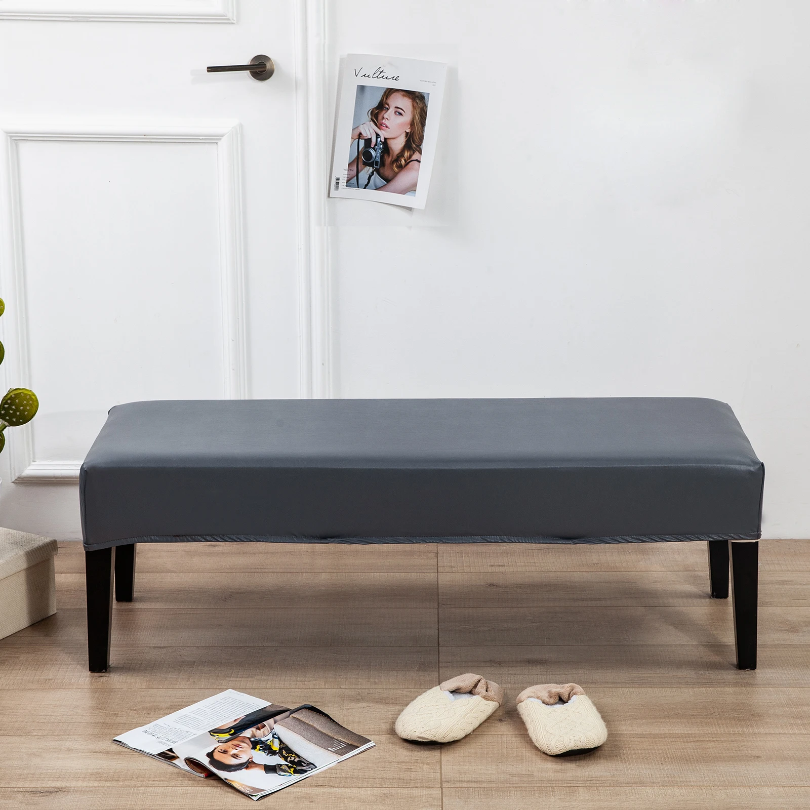 Soft Dining Bench Cover Non Slip Removable Kitchen Bench Long Seat Slipcover