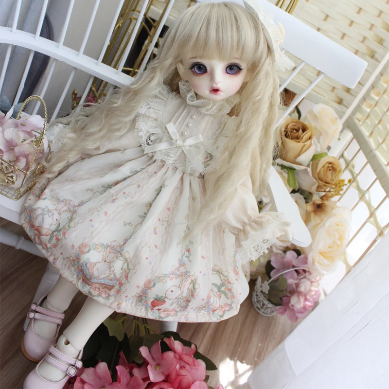 Кукольное платье 1/4 1/6 шарнирное с принтом + повязка для волос blyth BJD женское