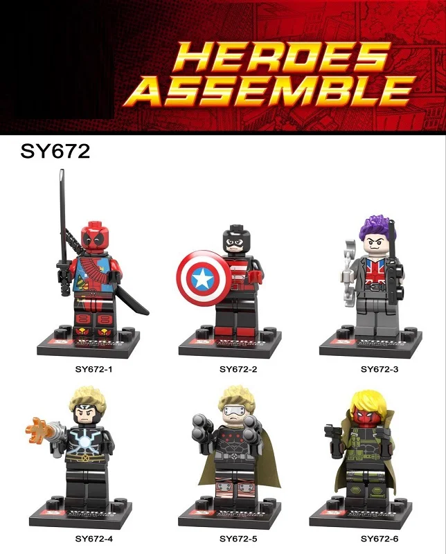 

SY670 SY672 SY673 Deadpool Spider-Man Iron Man Thor Duck Super Hero Building Blocks Model Bricks Toy