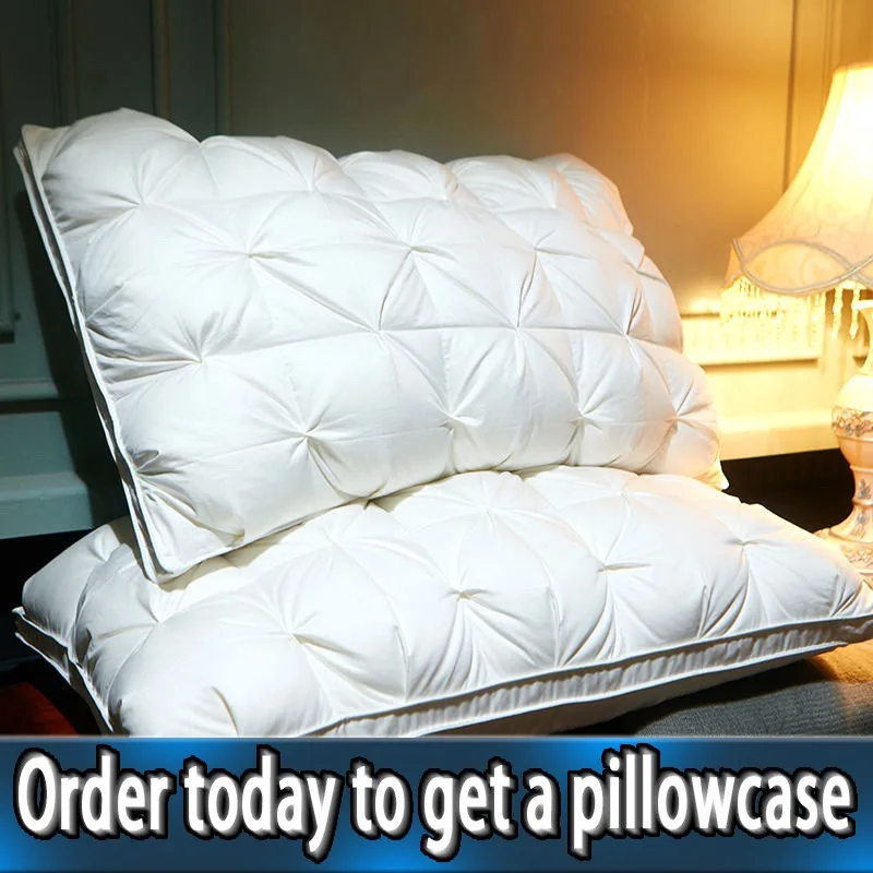 

Goose Down Feather Pillow 100% Cotton Frosted Thickened Cervical Pillow Five-star Hotel Sleep Pillow Feather Pillow