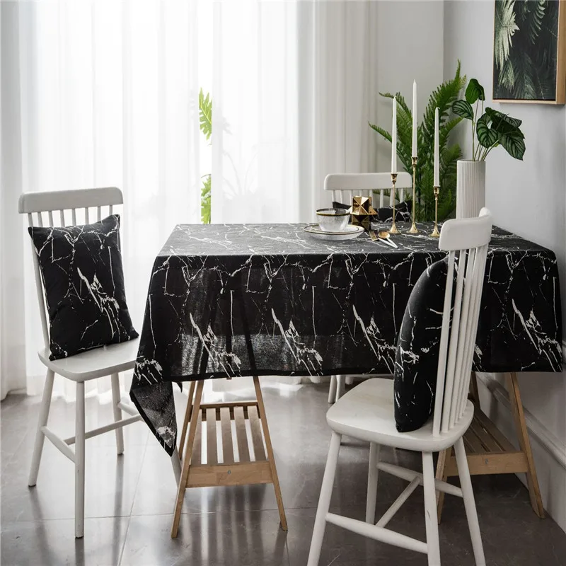 

Proud Rose White Marbling Ins Modern Simple Printed Tablecloth Covering Cloth Table Cloth Cotton Linen Cabinet Covering Cloth