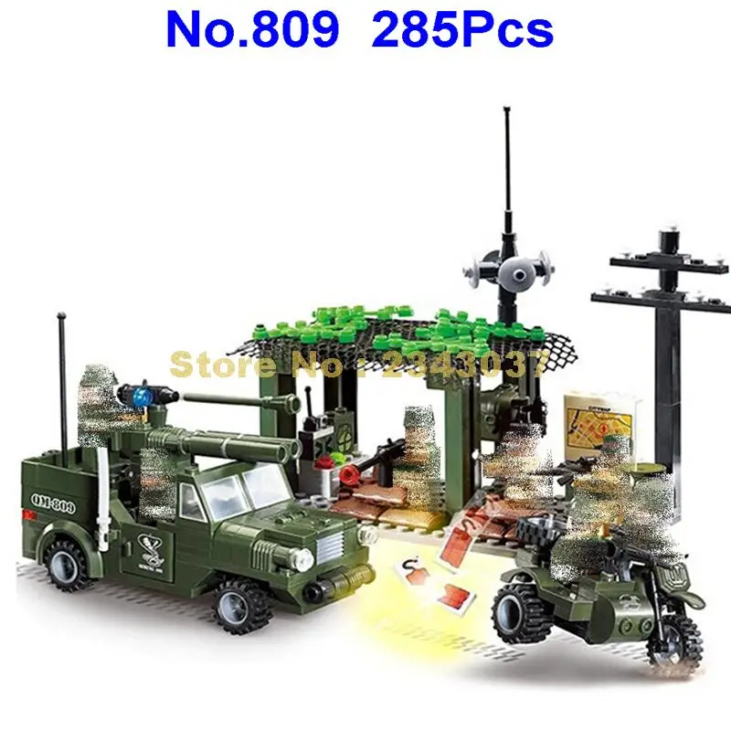 

809 285pcs military intercept car enlighten building blocks Toy