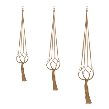 

Behogar 3pcs Boho Macrame Plant Hanger Jute Rope Hanging Planter Basket Flower Pot Holder for Indoor Outdoor Home Decoration