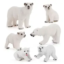 Figurines miniatures ours polaire, 6 pièces, animaux arctique, jouets éducatifs pour enfants d'âge préscolaire, jouets Montessori