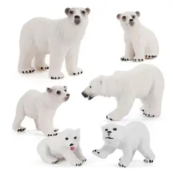 6Pcs Mini Arctic Animals Polar Bear Action Figures Model Figurine Miniature Kid Educaitional Preschool Toys Baby Montessori Toys
