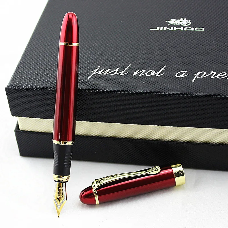 Jinhao X450 Роскошная красная с черной линией перьевая ручка высокого качества металлические чернильные ручки для офисных принадлежностей школьные принадлежности