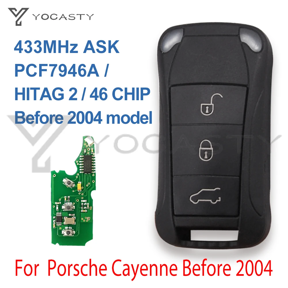 YOCASTY 4 Buttons Flip Remote Car Key Fob For 2002 2003 Porsche Cayenne