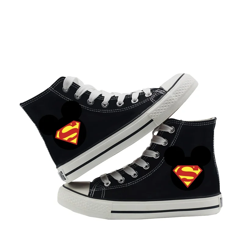 DC Marvel Супермен Мститель Мужская и женская модная парусиновая обувь повседневная обувь с высоким берцем