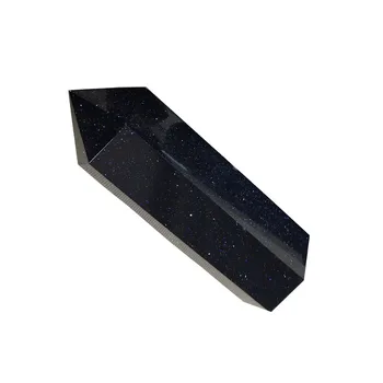 

Natural Blue Goldsand Stone Wand Healing Crystal Obelisk Reiki Mineral Gem Quartz Point Wicca Decor Home Feng Shui Art Gift ZX