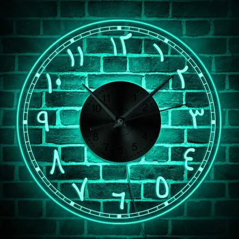 

Vintage India Numerals Acrylic Wall Clock Ancient Numbers LED Lighting Backlight Wall Watch Islamic Home Interior Decoration