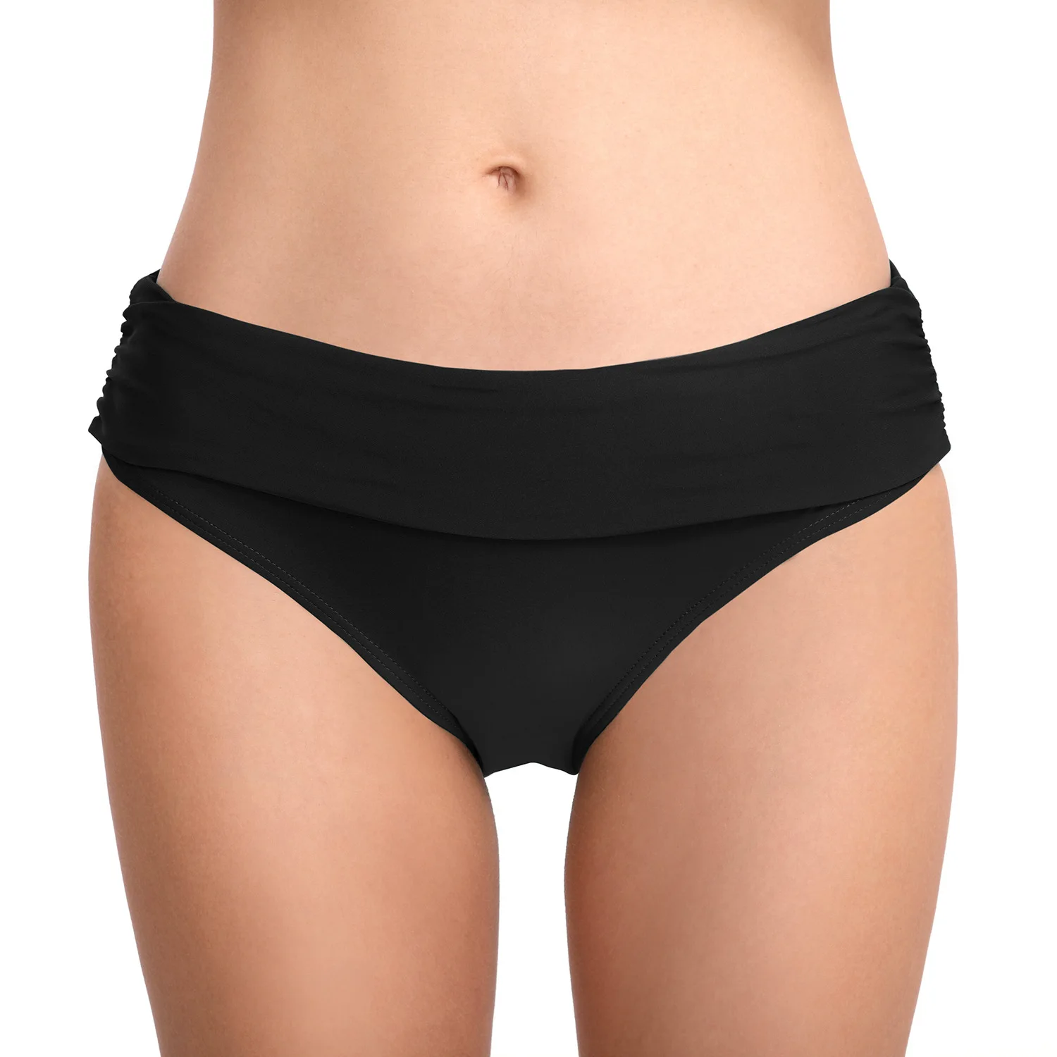 

Europe And America-Elasticity Buttock Lifting Pleated Swimming Trunks Solid Color Women's Triangular Swimming Trunks Beach Swimm