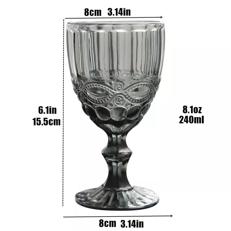 Lot De 6 Verres à Vin Bleus – 10 Oz – Forme Tournesol – Fabriqués à La Main – Lave-vaisselle