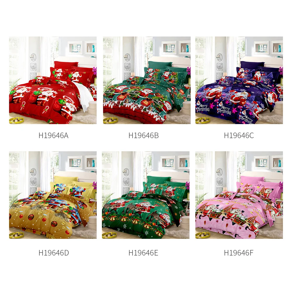 

Hot Christmas Santa Bedding Set Polyester 3D Printed Duvet Cover 2pcs Pillowcases Bed Linen Set Christmas Bedroom Decorations
