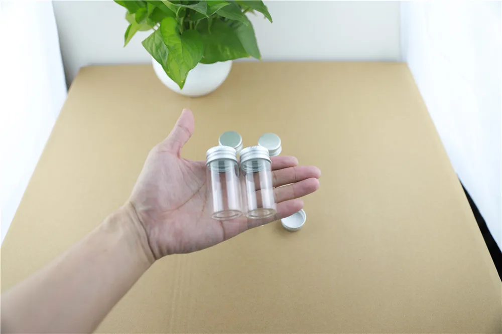24PCS 30mm 25ml Cute Small Glass Bottles Aluminum Caps Glass Tiny Jars Vials Transparent Glass Containers Perfume Bottles (1)