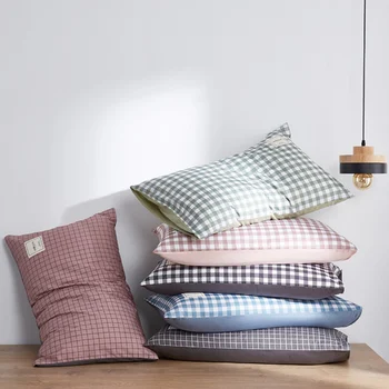 

2PCS Cotton Striped Lattice Pillowcase Household unique Rectangular Decorative Pillowcase Single Pillowcase for Hotel Home Decor