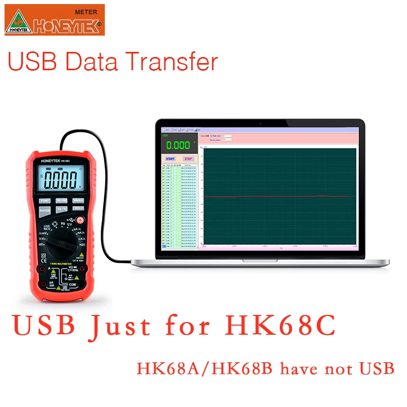 Цифровой мультиметр KUAIQU HK68C USB измеритель истинных среднеквадратичных значений