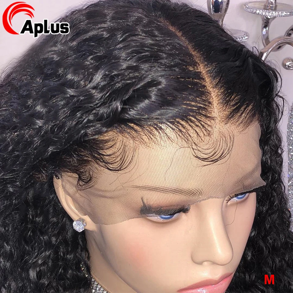 13x6 Синтетические волосы на кружеве человеческих волос парики для чернокожих Для женщин малазийские кудрявые Волосы remy 150% плотность