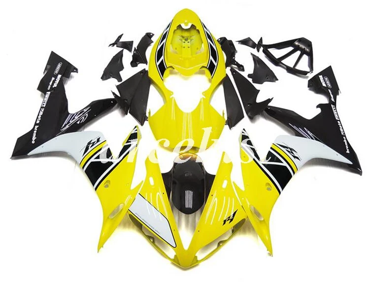 ABS литья под давлением мотоцикл обтекатели комплект подходит для YAMAHA YZF-R1 2004 2005 2006 R1 04 05 06 Кузов Набор желтый