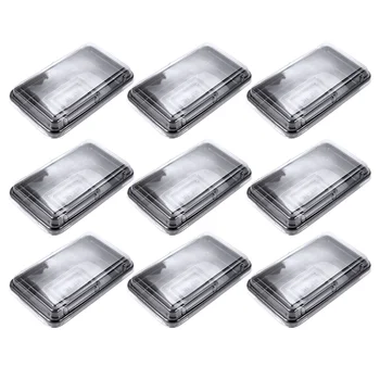 

50pcs Cake Tray Plastic Disposable Package Box Take-out Cake Box Rectangular Transparent Box (Black Tray)
