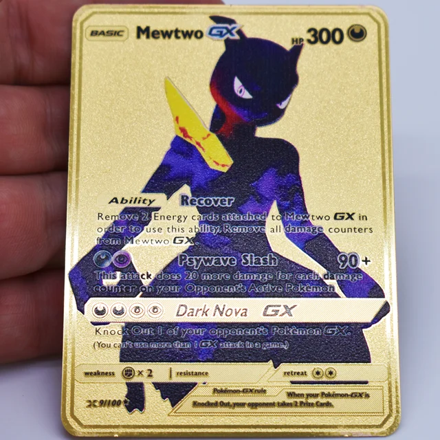 Nieuwe Pokemon Card Mewtwo Gx Vmax Goud Metaal Kaart Super Game Collection Anime Kaarten Speelgoed Voor Kinderen Kerstcadeau Game Collection Cards Aliexpress