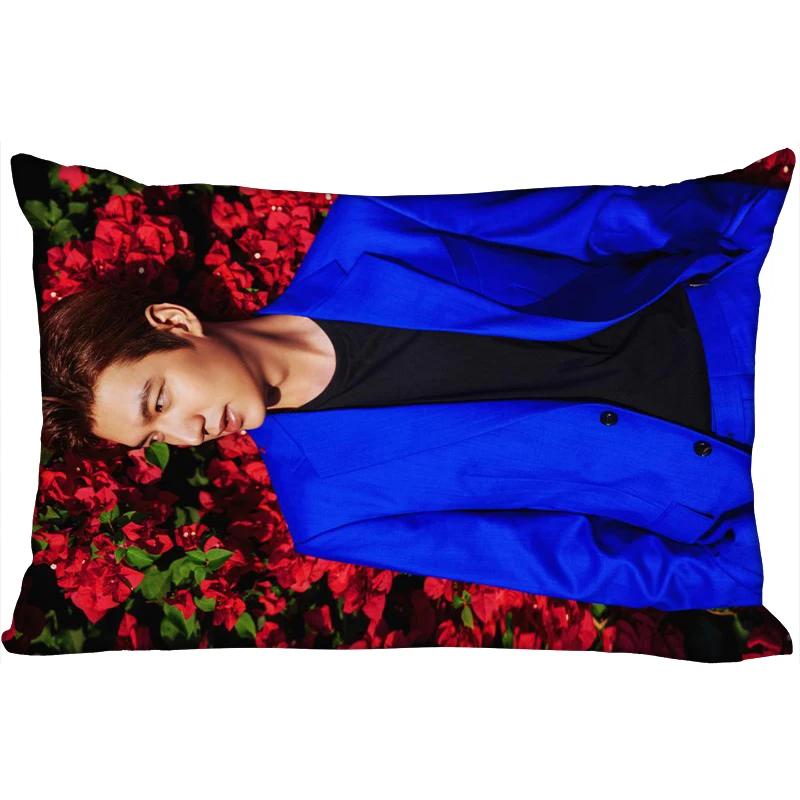 Hot Lee Min Ho Printed Satin Pillowcases Two sides Standard Silk Soft Rectangle zipper pillowcover More size Custom LOGO - Цвет: 4