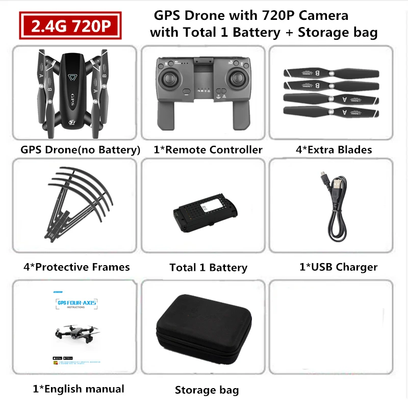 720 2.4G Carry Box 1 Радиоуправляемый Дрон S167 GPS Квадрокоптер Дроны с 1080P 2,4G/5G WiFi FPV HD широкоугольная камера складной Дрон VS E58 SG906 F11 - Цвет: 720 2.4G Carry Box 1