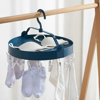 

Home Round Drying Rack Socks Underwear Hanger Foldable Clothes Drying Rack with 18 Clothespins for Balcony