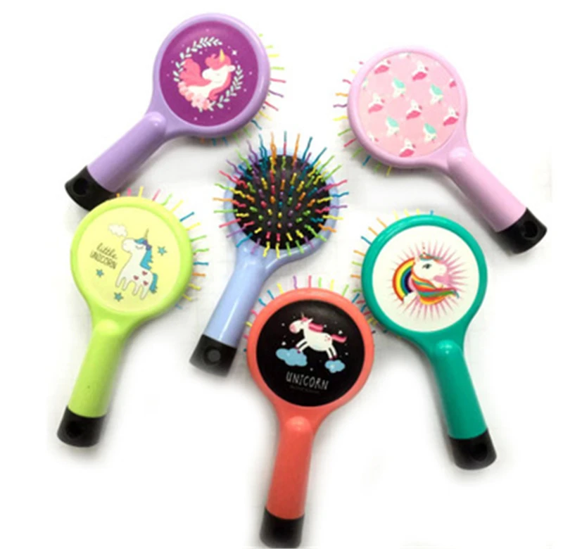 

1 Piece Unicorn Hot Selling Rainbow Volume Anti-static Magic Hair Curl Straight Massage Comb Brush Styling Tool