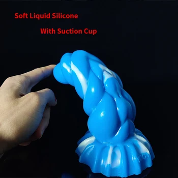 YOCY Large Anal Sex Toy For Men Women Liqued Silicone Butt Plug Aniamal Monster Beads Fantasy Dildo  With Suction Cup 5