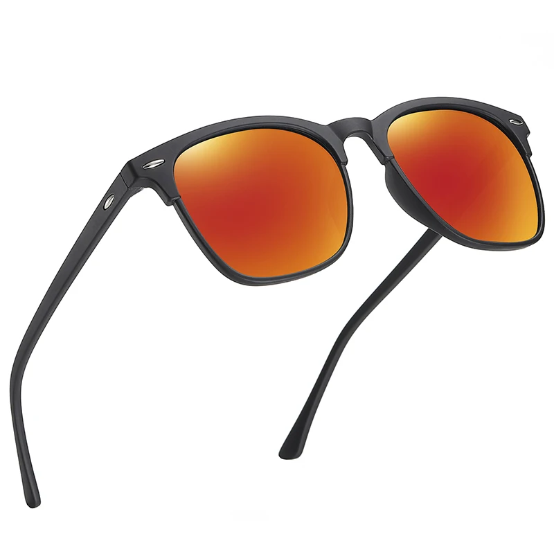 C4Orange Mirror AOFLY брендовые дизайнерские Квадратные Солнцезащитные очки мужские Поляризованные новые винтажные зеркальные солнцезащитные очки для женщин мужские zonnebril heren UV400 - Цвет линз: C4Orange Mirror