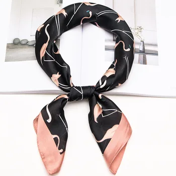 

Fashion Print Scarves New Women Fashion Square Scarf and Wrap Ladies Retro Black