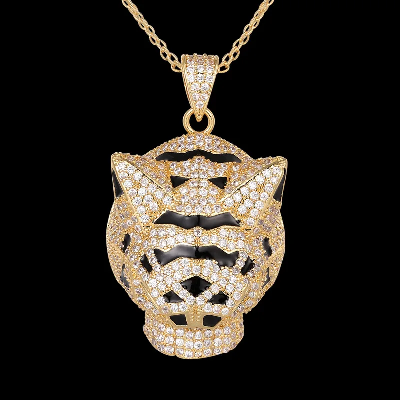 gold white Zlxgirl классическое струйное эмалевое ожерелье с подвеской в форме леопарда с зеленым глазом пантера с проложенным цирконием очаровательное свадебное Элегантное ожерелье ювелирное изделие - Окраска металла: gold white
