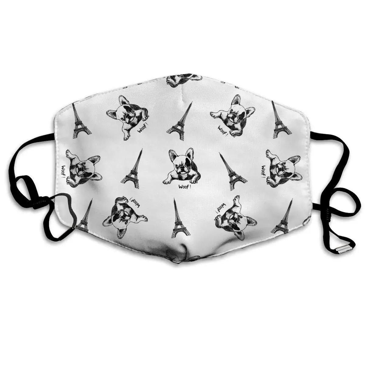 

Paris Tower And French Bulldog Washable Reusable Mask, Cotton Anti Dust Half Face Mouth Mask For Kids Teens Men Women With